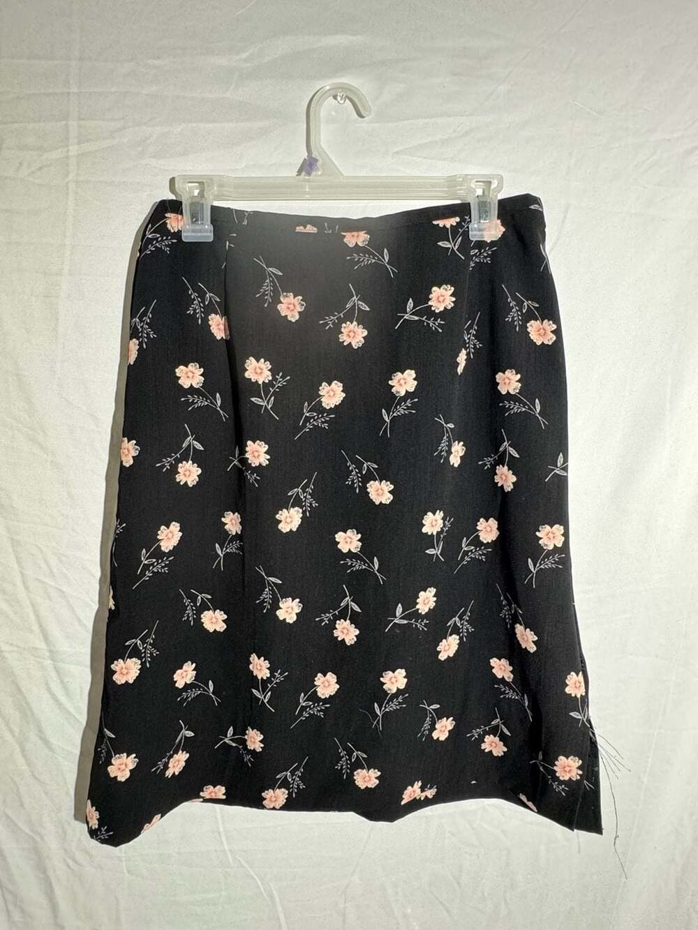 Hillard and Hanson Floral Midi Skirt Womens Large L Black Pink Ditsy Whimsigoth⁠